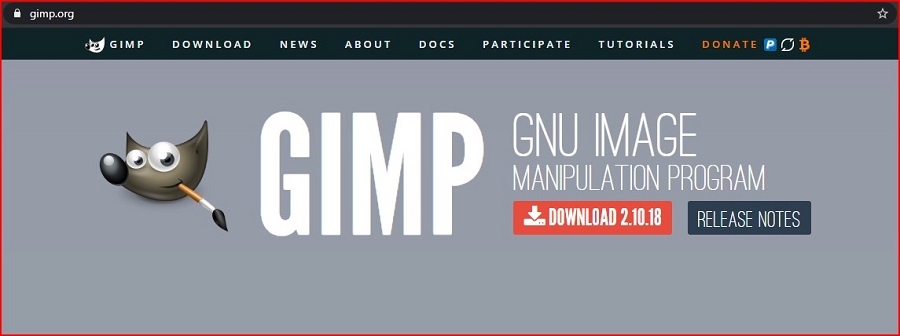 GIMP Home Page screenshot