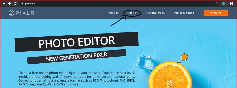 Pixlr front page online edit